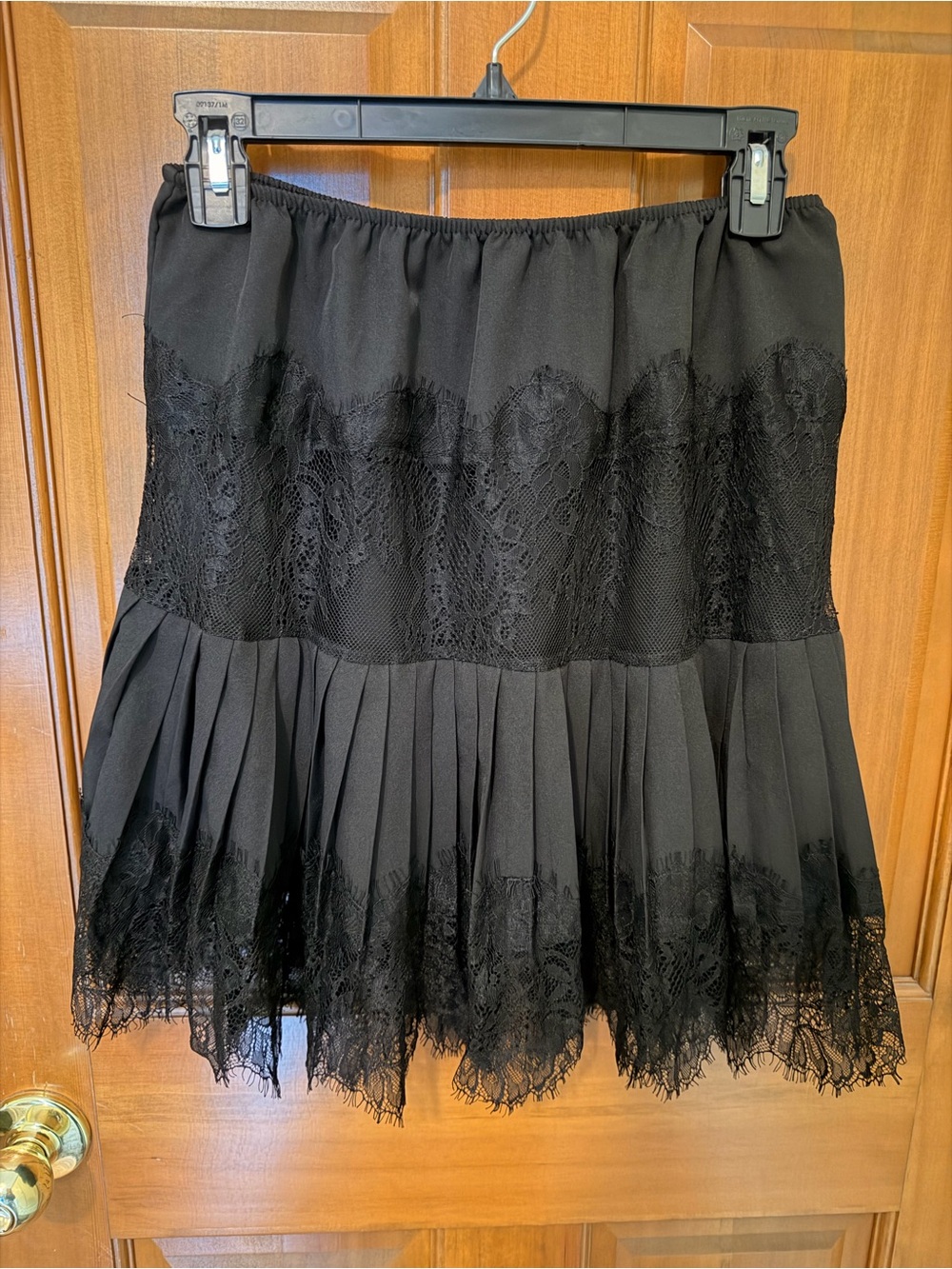 Witchy Celestial Black Lace Trim Pleated Women’s Skirt